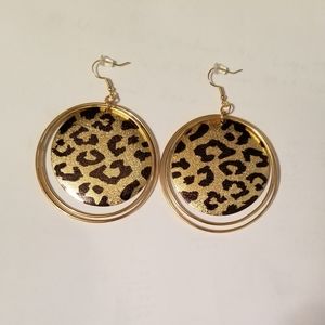 Large, Leopard gold earrings
